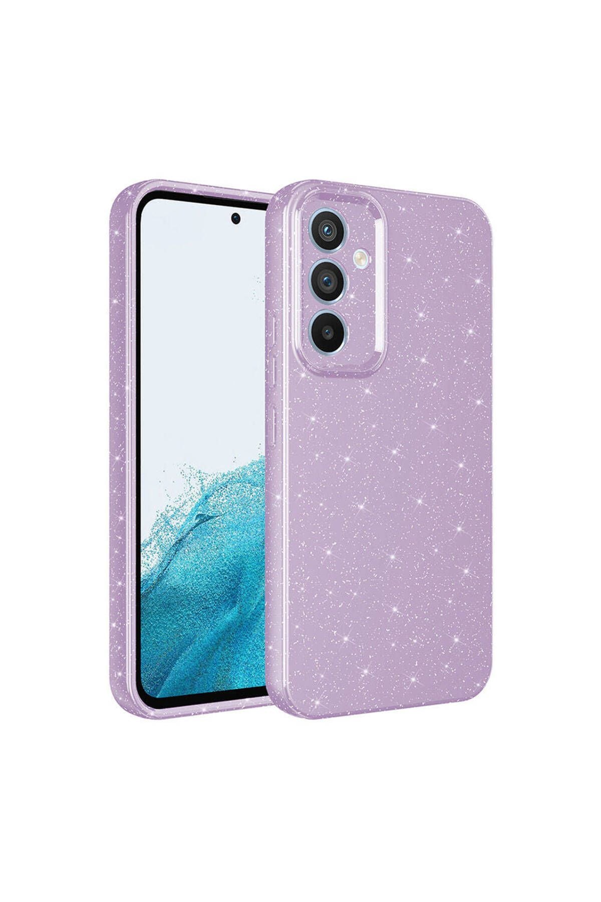 Galaxy A55 Kılıf Kamera Korumalı Simli Lüks Zore Koton Kapak - Mor