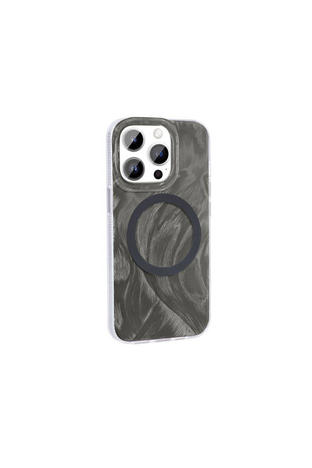 iPhone 14 Pro Uyumlu FRM Kılıf Magsafe Şarj Özellikli Fırça Boya Desenli Zore Palet Kapak-Gri