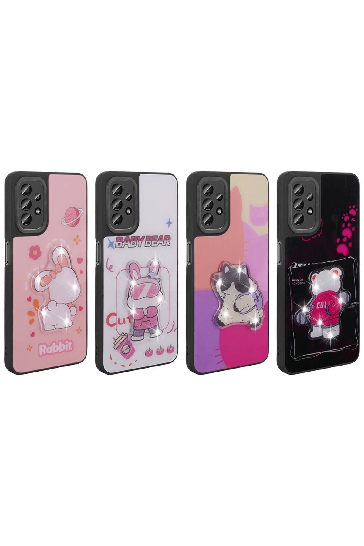 Galaxy A13 4G Kılıf Parlayan Kabartmalı İkonik Figürlü Zore Amas Silikon Kapak - Beyaz