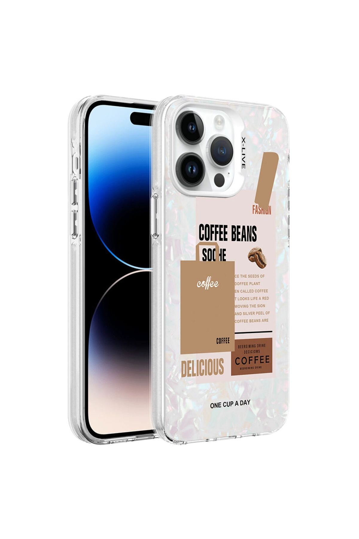 iPhone 14 Pro Uyumlu Mermer Desenli Zore Marbello Kılıf-Kahverengi