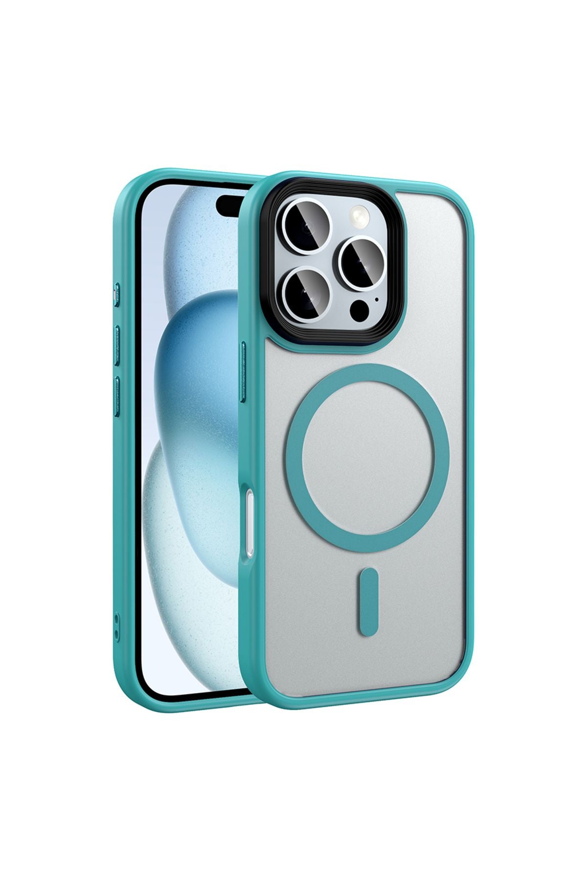 iPhone 16 Pro Kılıf Mat Arka Yüzey Wireless Şarj Özellikli Zore Flet Magsafe Kapak - Desert Titanyum