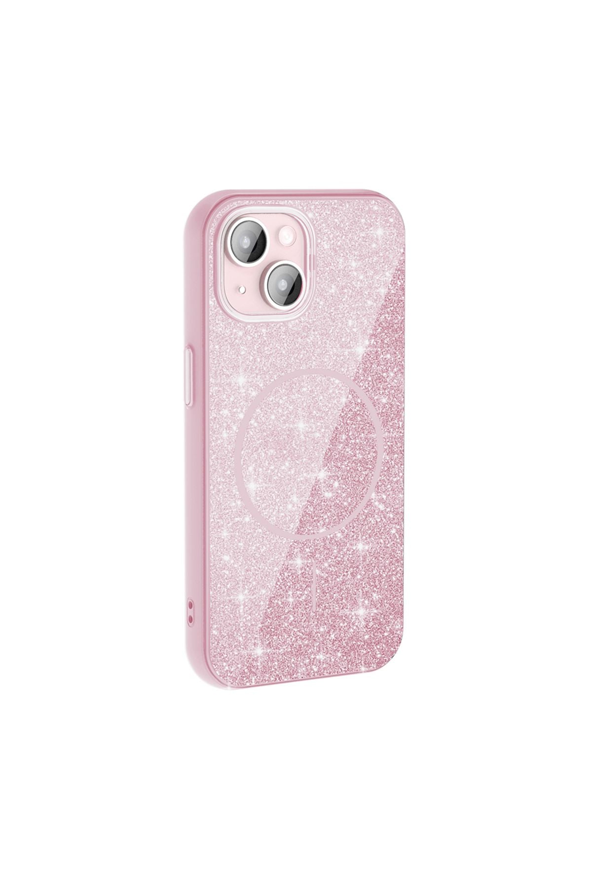 iPhone 15 Kılıf Magsafe Şarj Özellikli Parlayan Simli Zore Okso Kapak - Beyaz