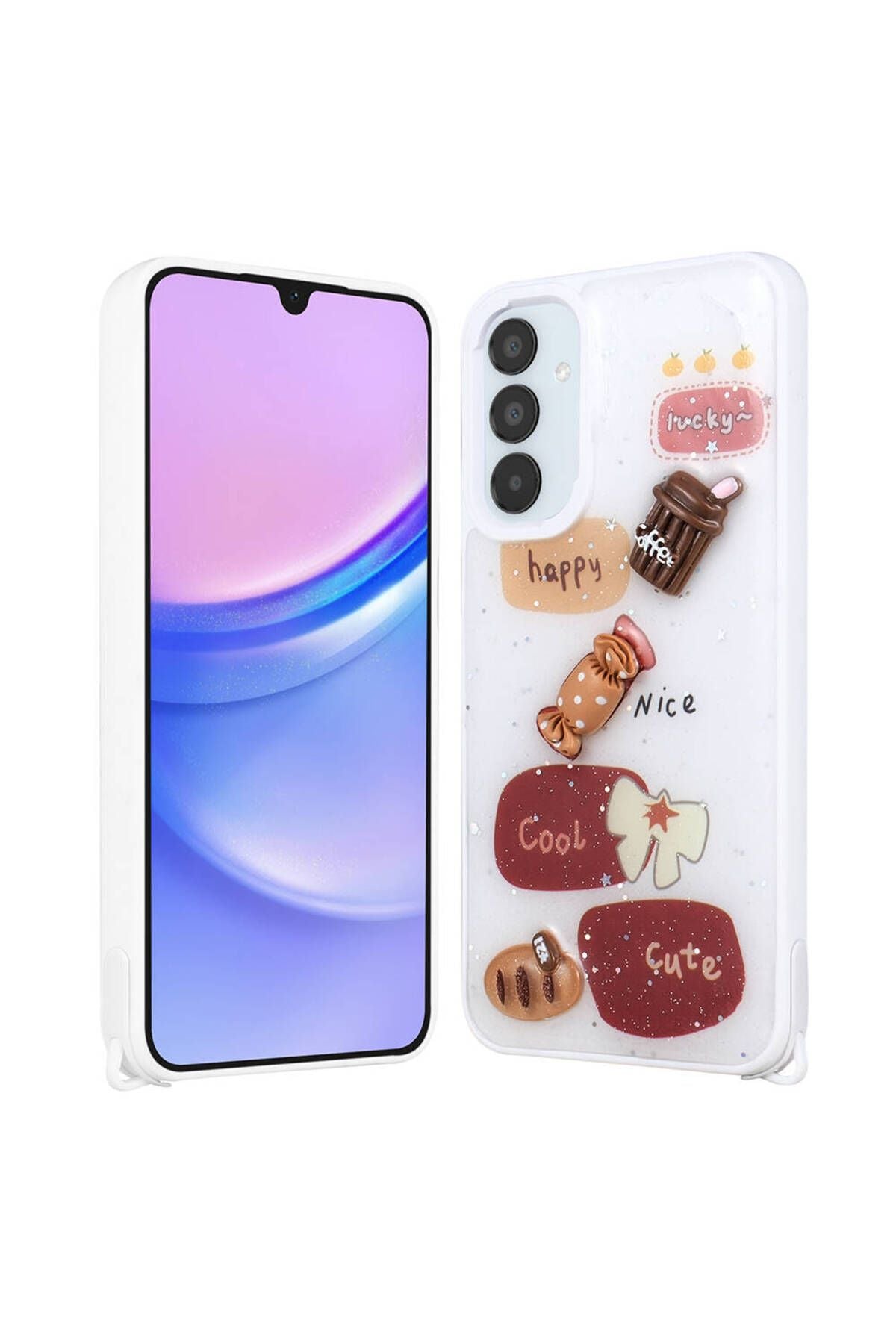 Galaxy A05S Kılıf Parlayan Simli Kabartma Figürlü Zore Cevze Kapak - Yeşil