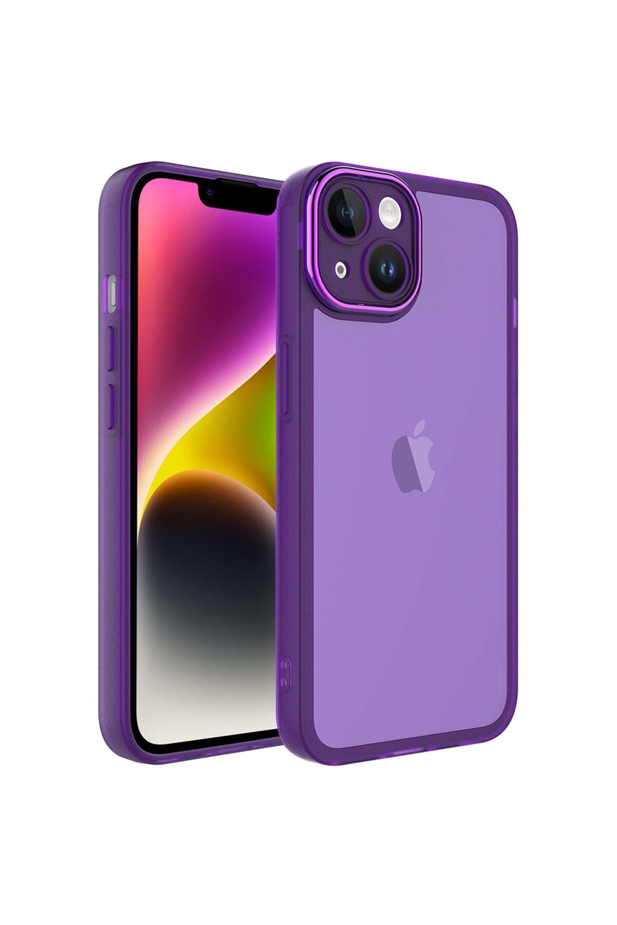 iPhone 14 Uyumlu Kamera Korumalı Transparan Zore Post Kılıf-Derin Mor