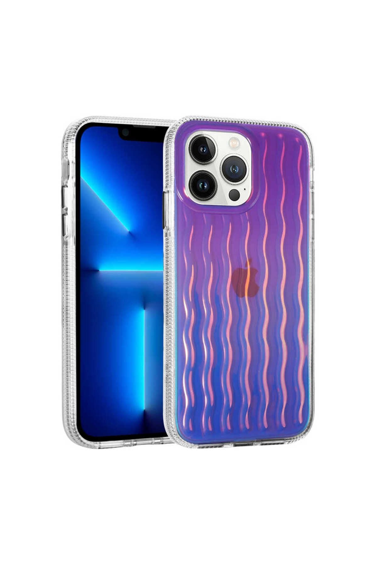 iPhone 14 Pro Uyumlu Kabartmalı Dalga Tasarımlı Silikon Zore İsmira Kılıf-NO10