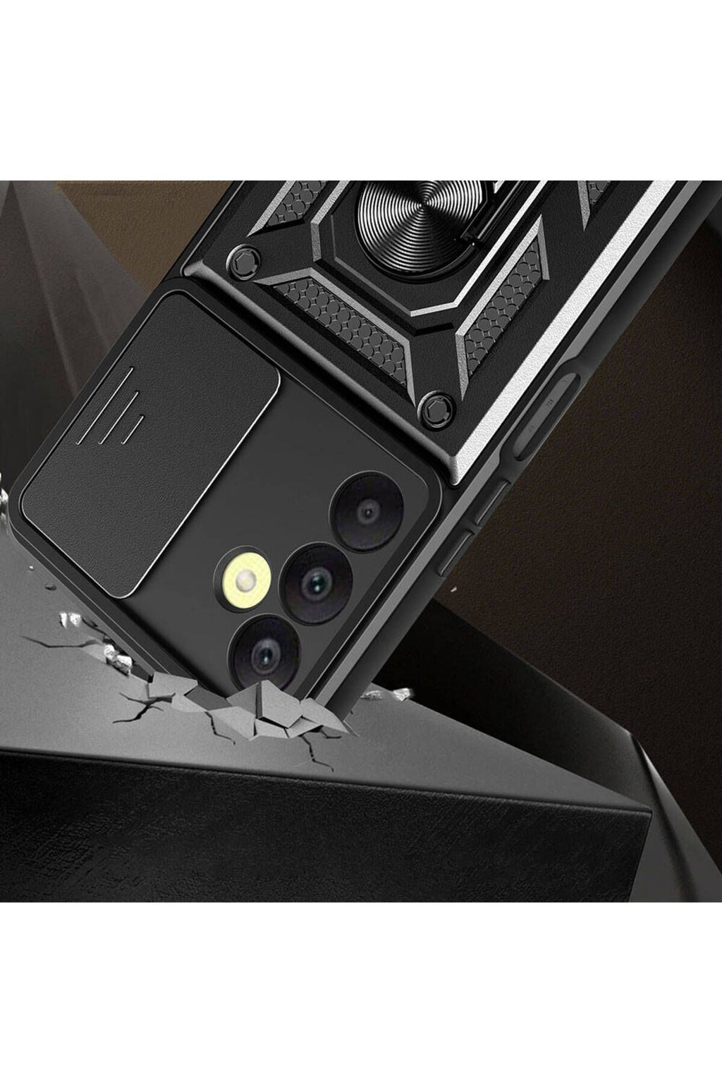 Galaxy A25 Kılıf Magnetik Standlı Kamera Korumalı TUVA Sürgülü Vega Kapak - Mavi