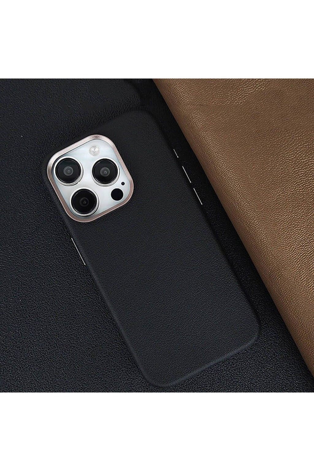 iPhone 15 Pro Max Kılıf Magsafe Şarj Özellikli PU Deri Zore Adora Kapak-Koyu Gri