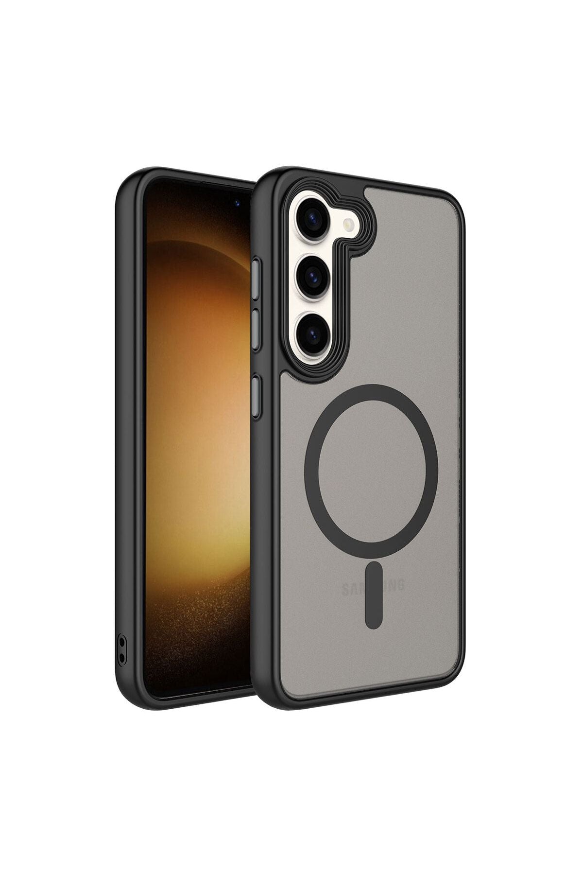 Galaxy S23 Plus Uyumlu Mat Arka Yüzey Wireless Şarj Özellikli Zore Flet Magsafe Kılıf-Yeşil