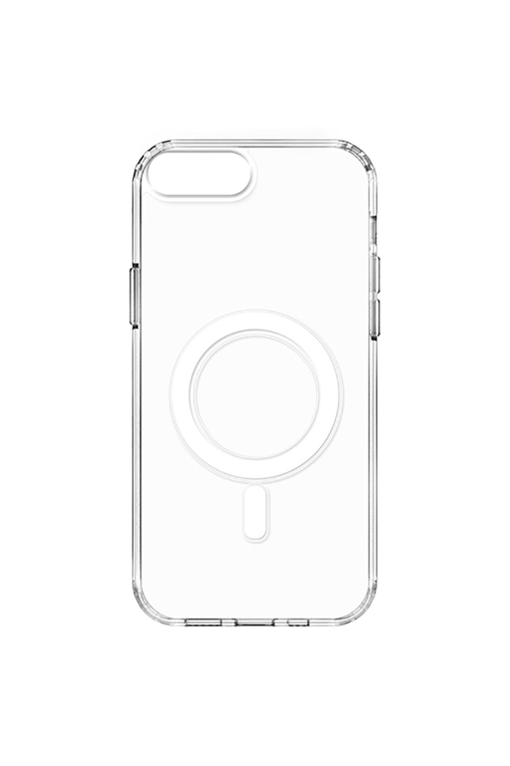 iPhone 8 Plus Kılıf Magsafe Şarj Özellikli Şeffaf Sert PC Zore Embos Kapak - Renksiz