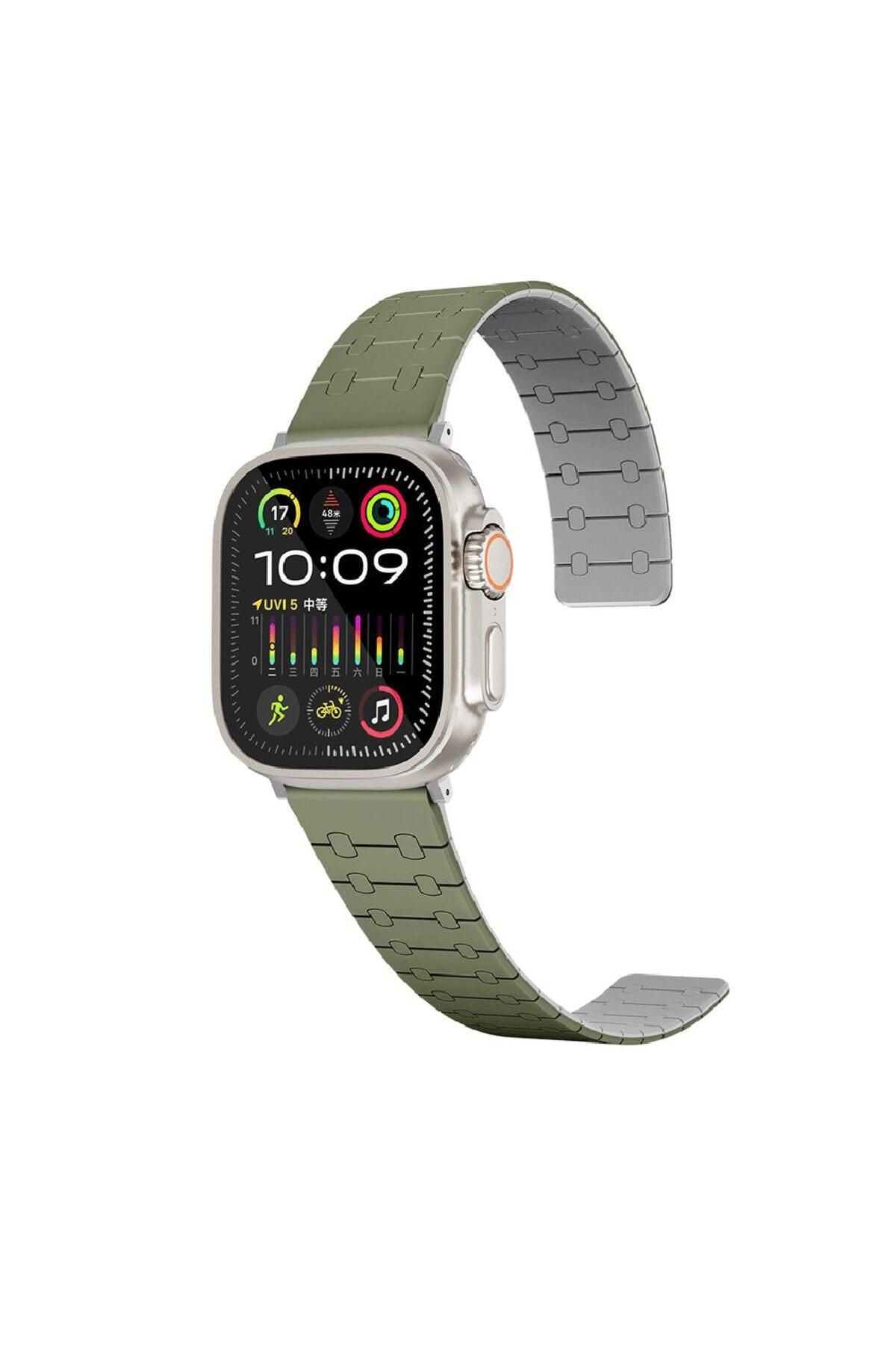 Apple Watch 40mm Zore KRD-111 Çizgili Desenli Silikon Kordon-Haki