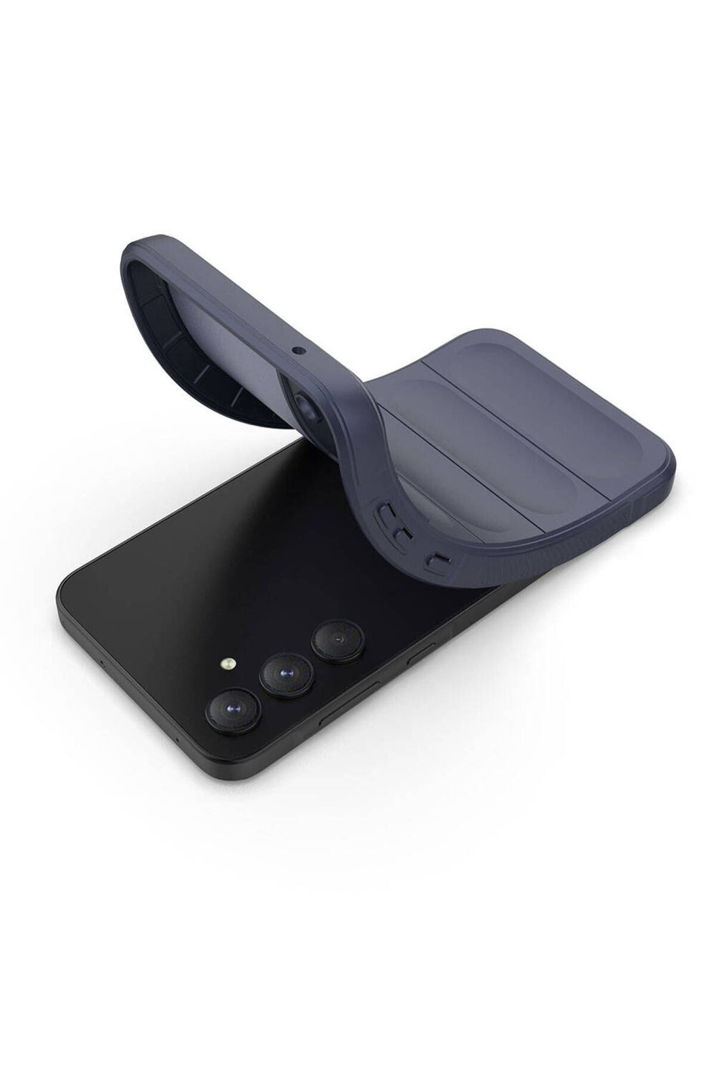 Galaxy A35 Kılıf Esnek TPU Oyuklu Arka Yüzey Tasarımlı Zore Etnik Silikon Kapak - Lacivert