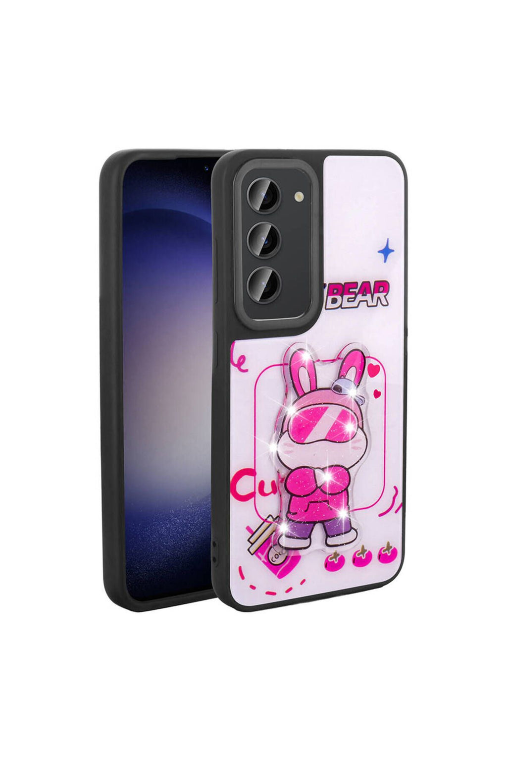 Galaxy S23 Kılıf Parlayan Kabartmalı İkonik Figürlü Zore Amas Silikon Kapak - Beyaz