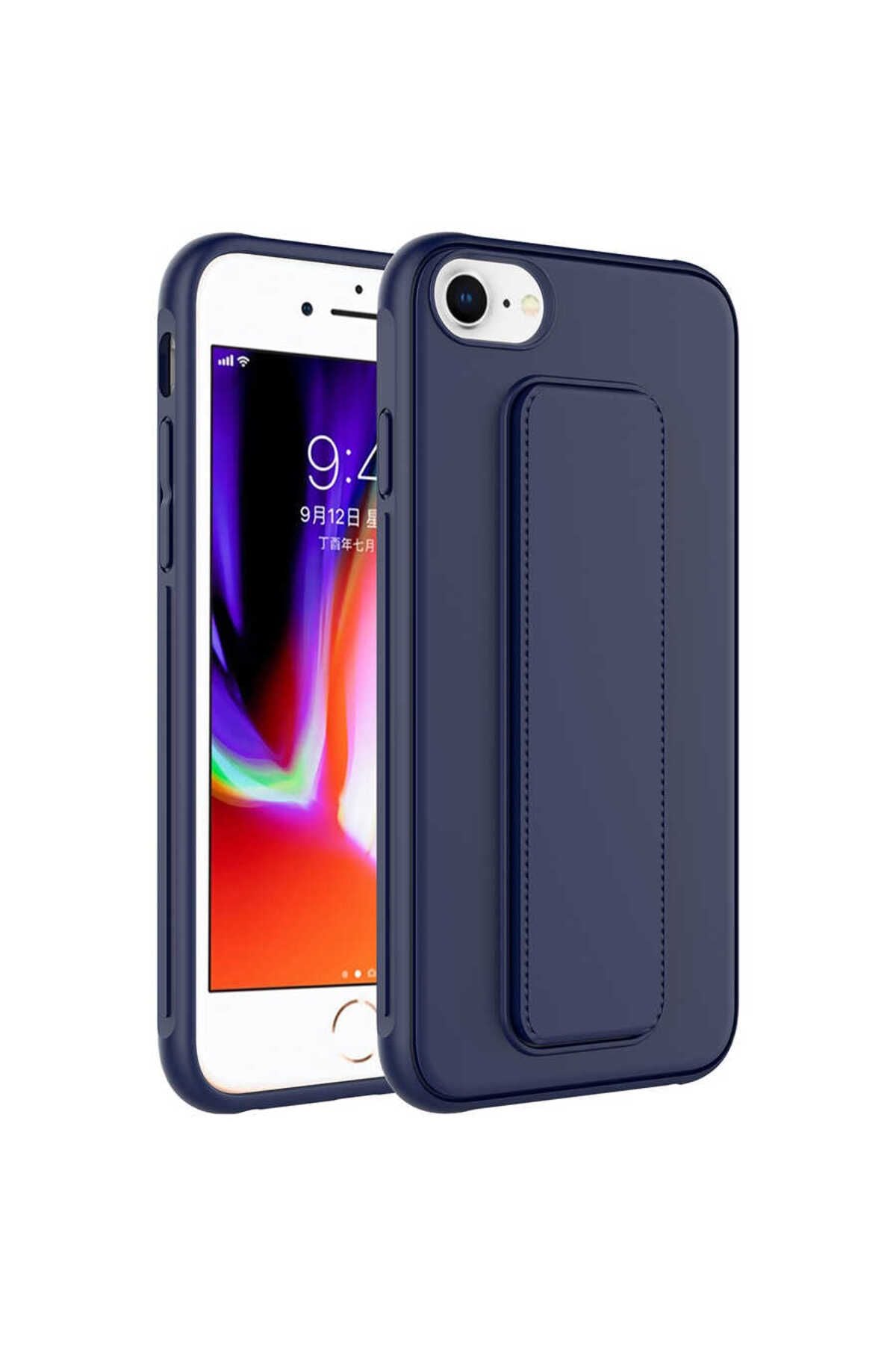 iPhone SE 2022 Uyumlu Zore Qstand Kılıf-Lacivert