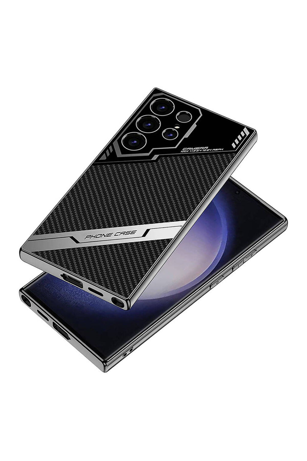 Galaxy S23 Ultra Kılıf Kamera Korumalı Karbon Tasarım Zore Yeni Seri Procase Kapak-Siyah Karbon