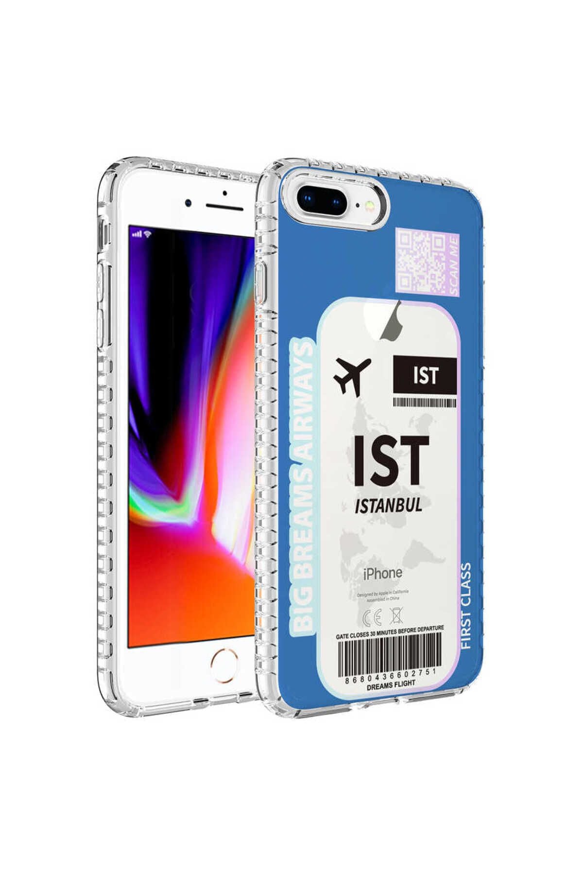 iPhone 8 Plus Kılıf Airbag Kenarlı Renkli Desenli Silikon Zore Elegans Kapak - NO5