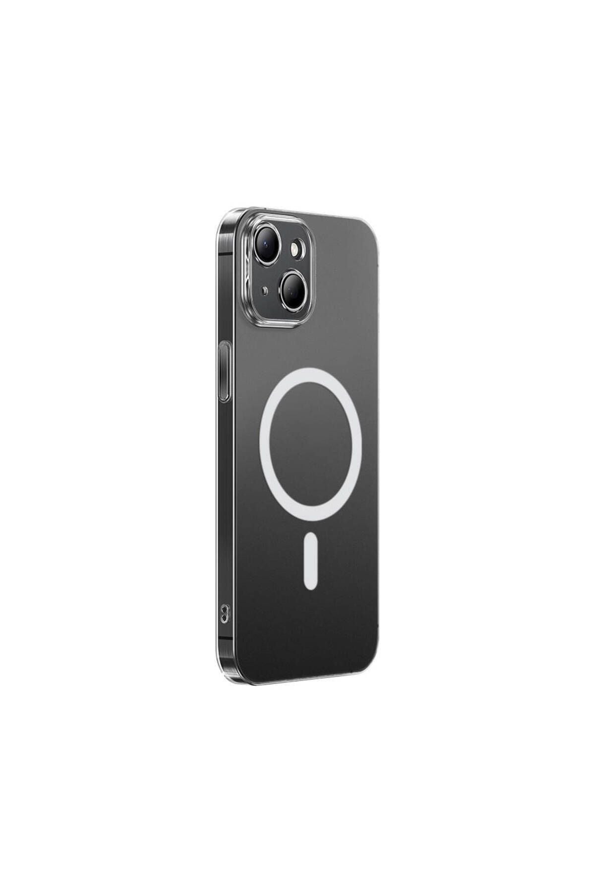 Apple iPhone 14 Kılıf Magsafe Şarj Özellikli Toz Önleyici Zore Helo Kapak-Şeffaf