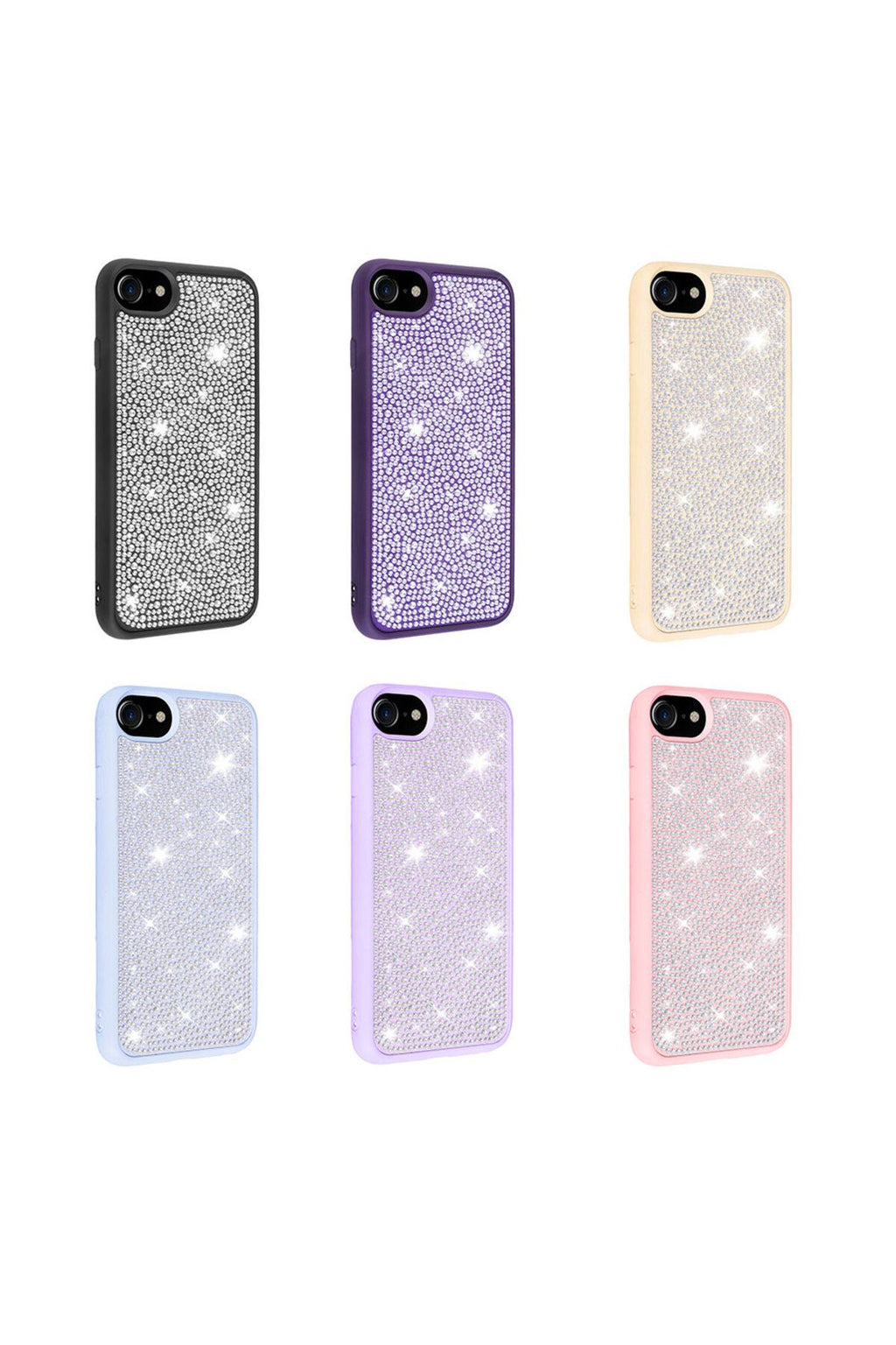 iPhone 8 Kılıf Parlak Taşlı Tasarım Zore Ston Kapak - Siyah