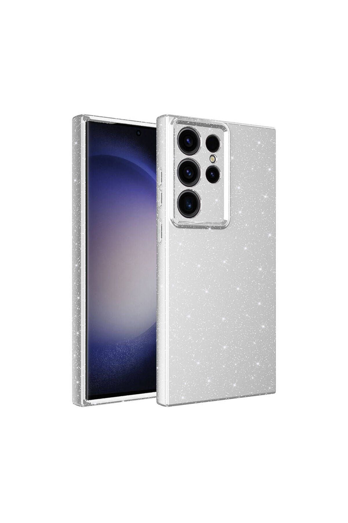Galaxy S24 Ultra Kılıf Kamera Korumalı Simli Lüks Zore Koton Kapak - Siyah
