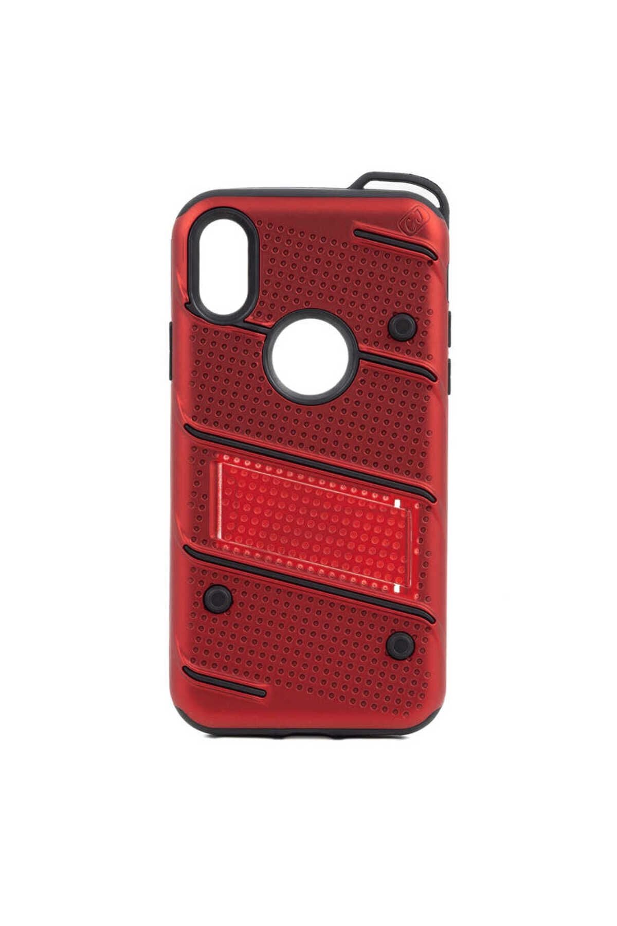 iPhone X Kılıf Zore İron Kapak - Kırmızı