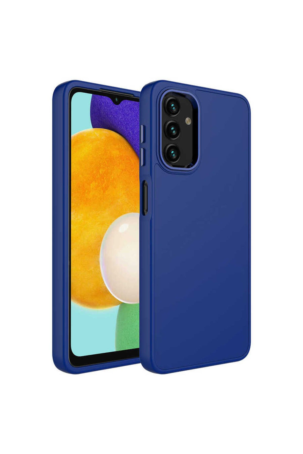 Galaxy A13 4G Kılıf Metal Çerçeve ve Buton Tasarımlı Silikon Zore Luna Kapak - Sierra Mavi