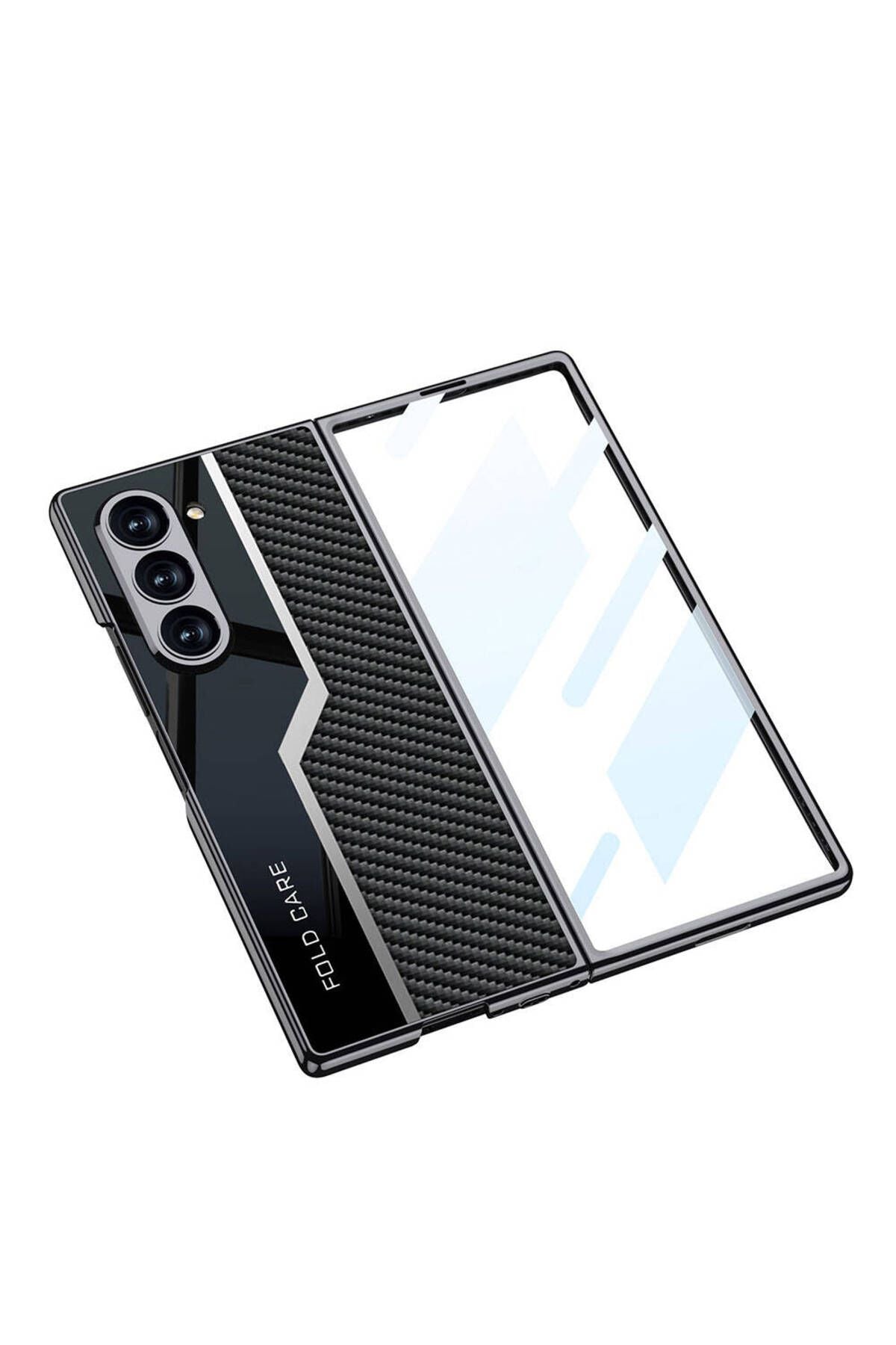 Galaxy Z Fold 6 Kılıf Ultra İnce Kamera Korumalı PC + Karbon Fiber Tasarımlı Arka Yüzey Zore Kıpta P