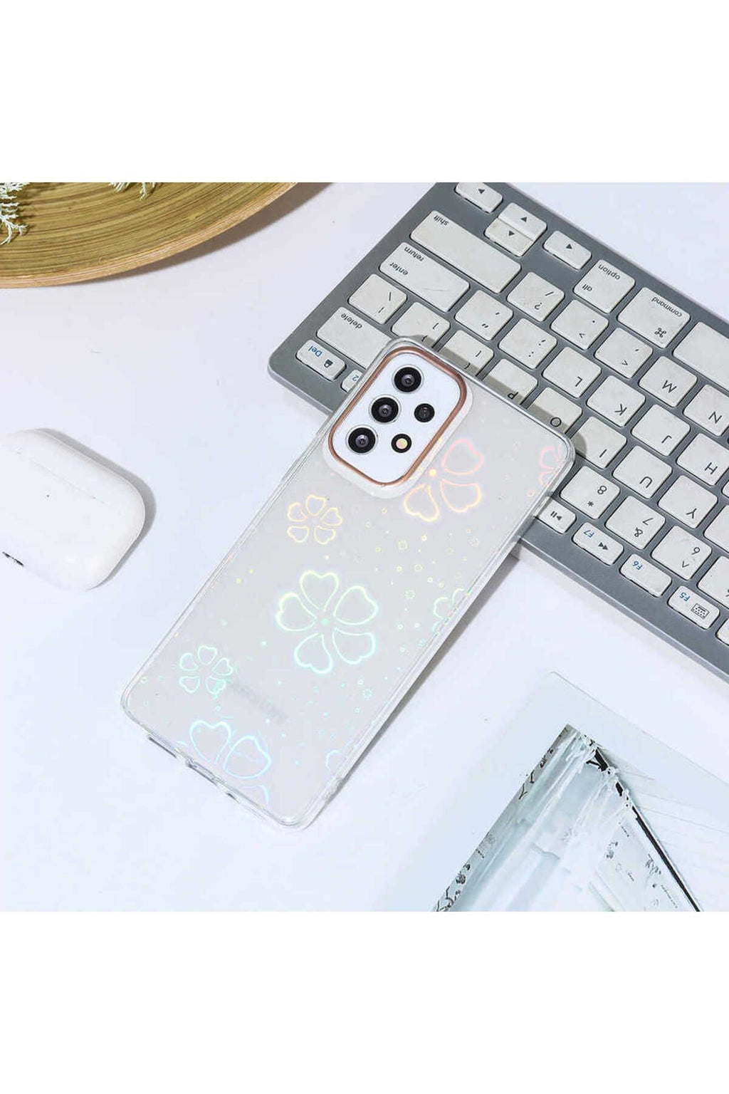 Galaxy A53 5G Kılıf Zore Sidney Desenli Sert Kapak - Flower No3