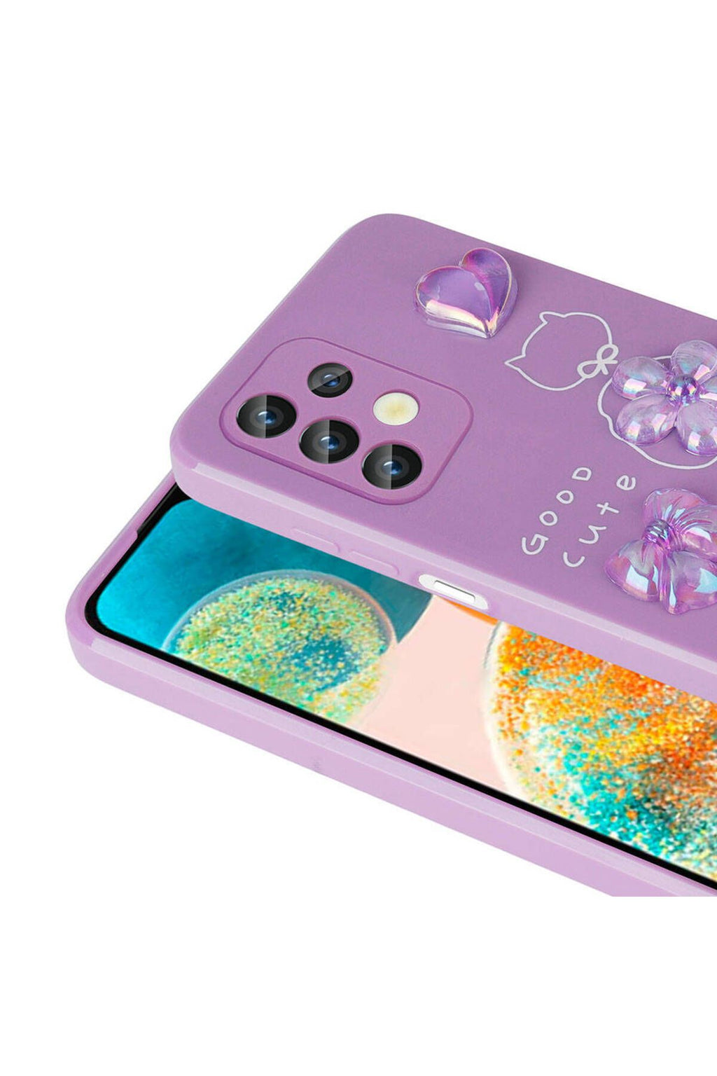 Galaxy A13 4G Kılıf Kabartma Figürlü Parlak Zore Toys Silikon Kapak - Açık Yeşil