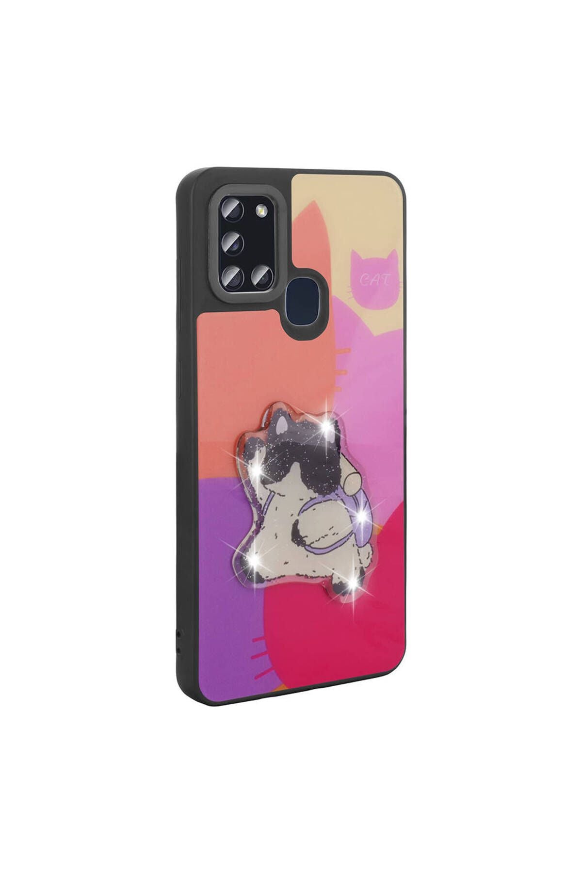 Galaxy A21S Kılıf Parlayan Kabartmalı İkonik Figürlü Zore Amas Silikon Kapak - Beyaz