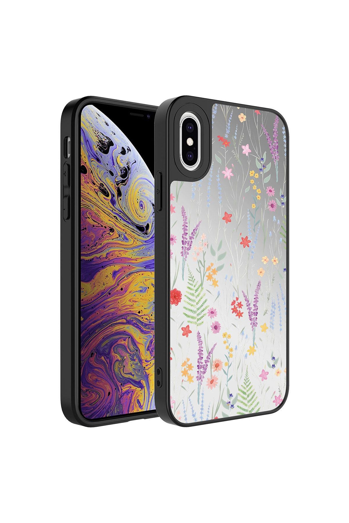 iPhone XS 5.8 Kılıf Aynalı Desenli Kamera Korumalı Parlak Zore Mirror Kapak - Dallar