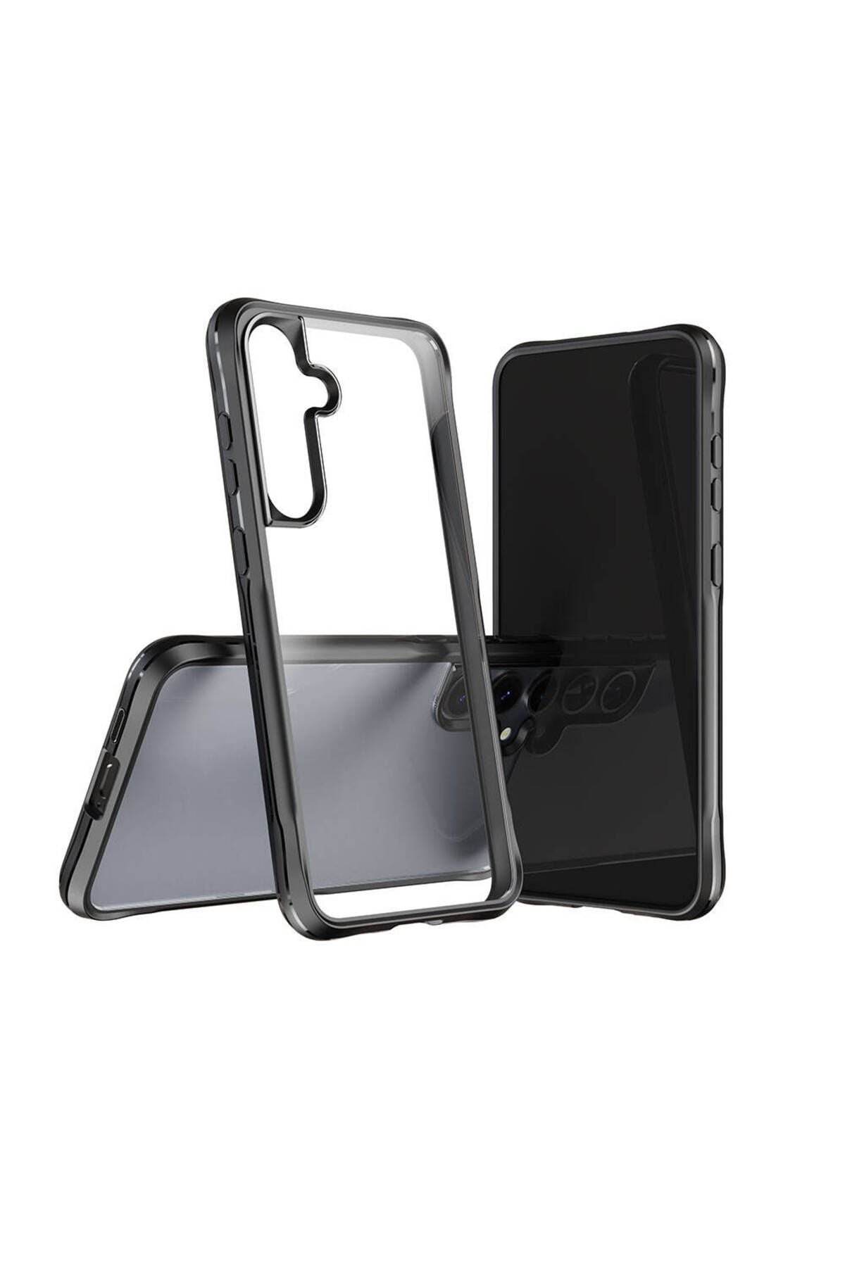 Galaxy S24 Plus Kılıf Şeffaf Sert PC Arka Yüzey Tasarımlı Zore Edo Kapak - Siyah