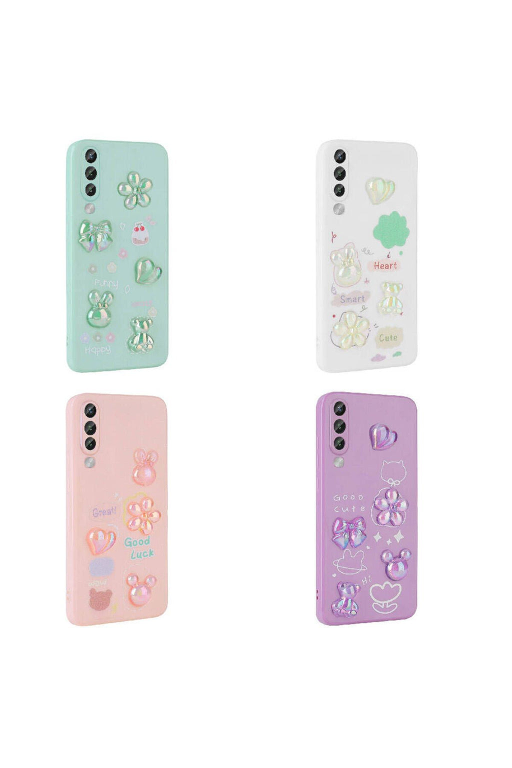 Galaxy A50 Kılıf Kabartma Figürlü Parlak Zore Toys Silikon Kapak - Açık Yeşil