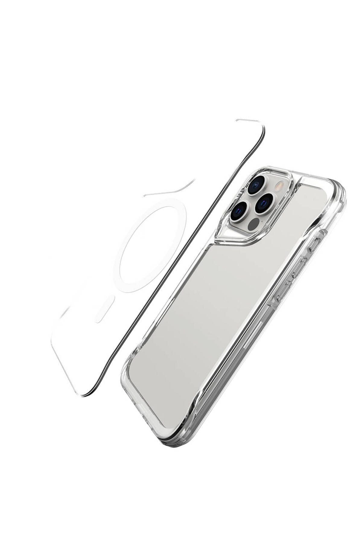 Apple iPhone 16 Pro Kılıf Zore Magsafe Şarj Özellikli T-Max Magsafe Kapak-Şeffaf