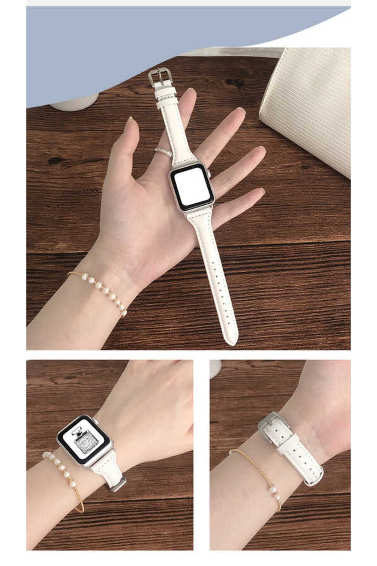 Watch Ultra 49mm Kordon Uyumlu KRD-28 Deri Strap Kayış CLO- Pembe