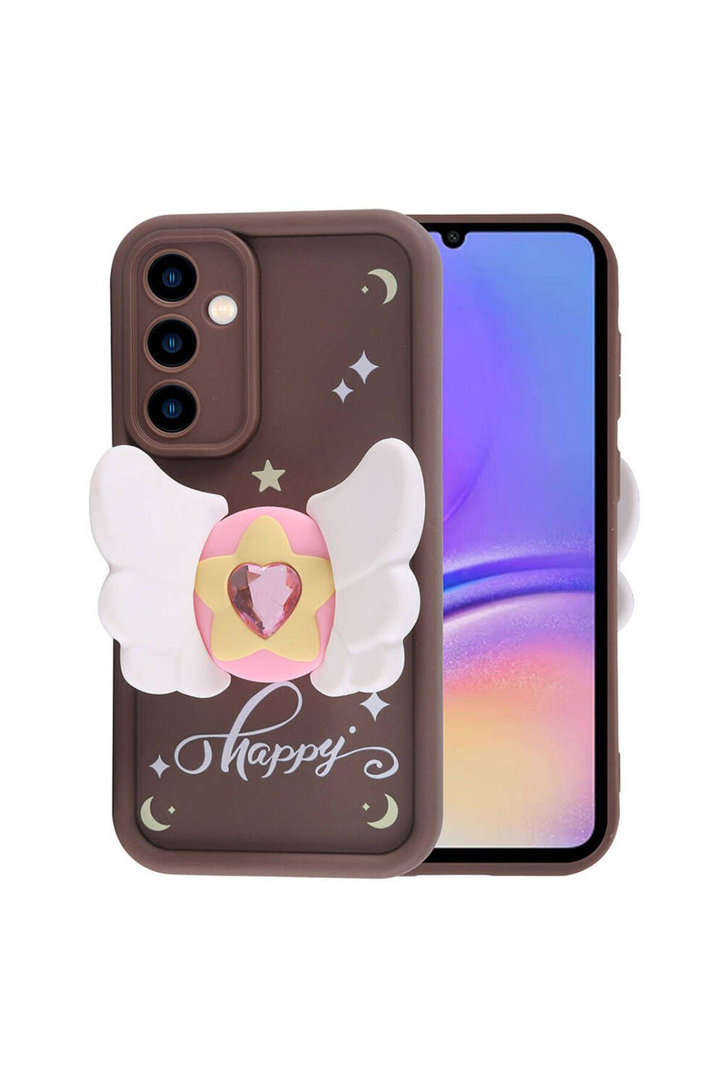 Galaxy A05S Kılıf Kamera Korumalı Figür Tasarımlı Zore Kapya Kapak-Koyu Kahve