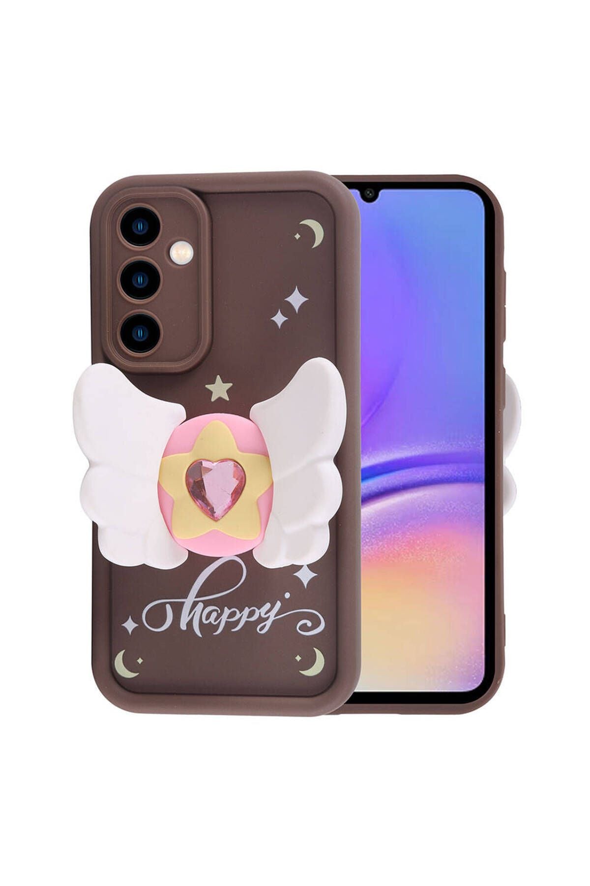 Galaxy A05S Kılıf Kamera Korumalı Figür Tasarımlı Zore Kapya Kapak-Koyu Kahve