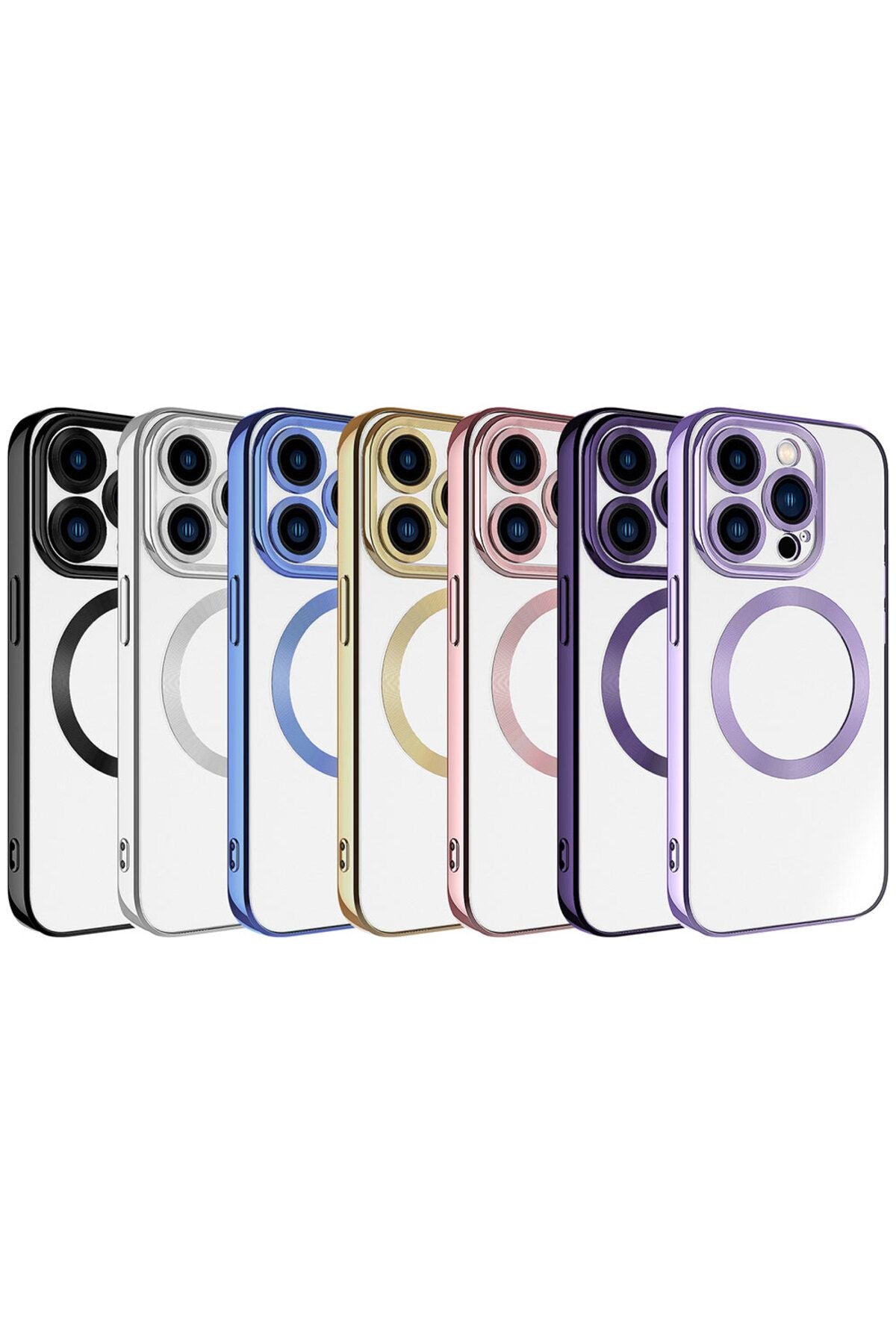 iPhone 15 Pro Max Uyumlu Magsafe Wireless Şarj Özellikli Zore Setro Silikon-Gümüş