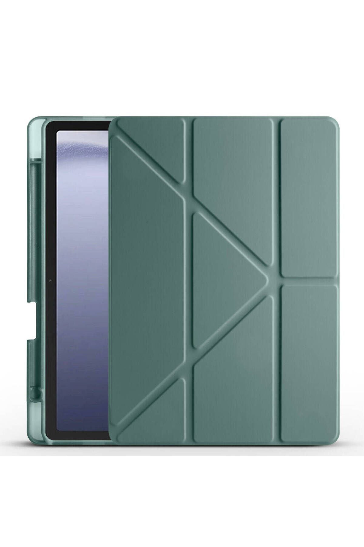 Galaxy Tab A9 Plus Kılıf Uyumlu Zore Tri Folding Kalem Bölmeli Standlı Kılıf-Lacivert