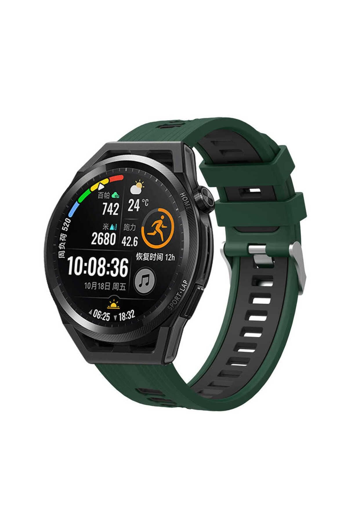 Galaxy Watch Active 2 44mm KRD-55 Uyumlu Zore Kordon Yeşil-Siyah