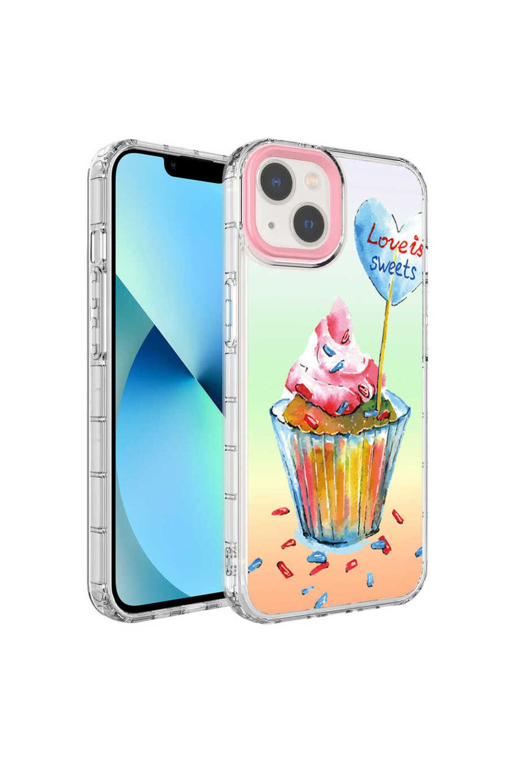 iPhone 14 Uyumlu Kamera Korumalı Renkli Desenli Sert Silikon BTH Korn Kılıf-NO15