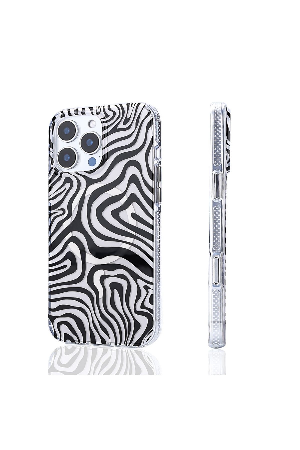 iPhone 16 Pro Uyumlu Kılıf Magsafe Şarj Özellikli Zore Jago Kapak-Siyah-Beyaz