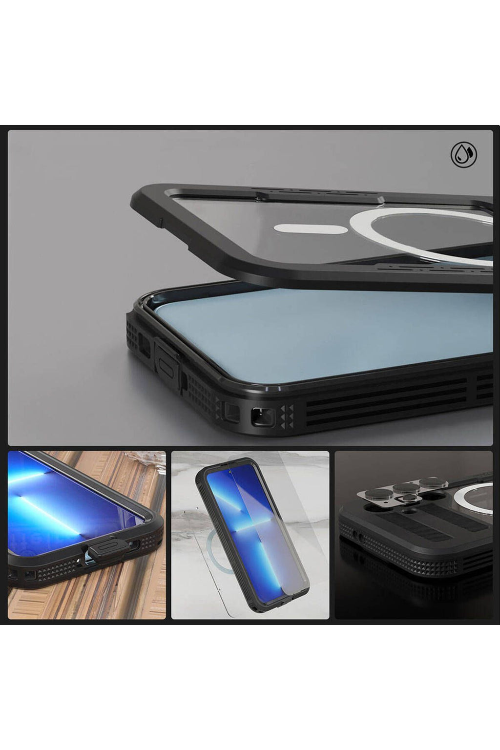 Galaxy S24 Kılıf Magsafe Şarj Özellikli 1-1 Su Geçirmez Kılıf - Siyah