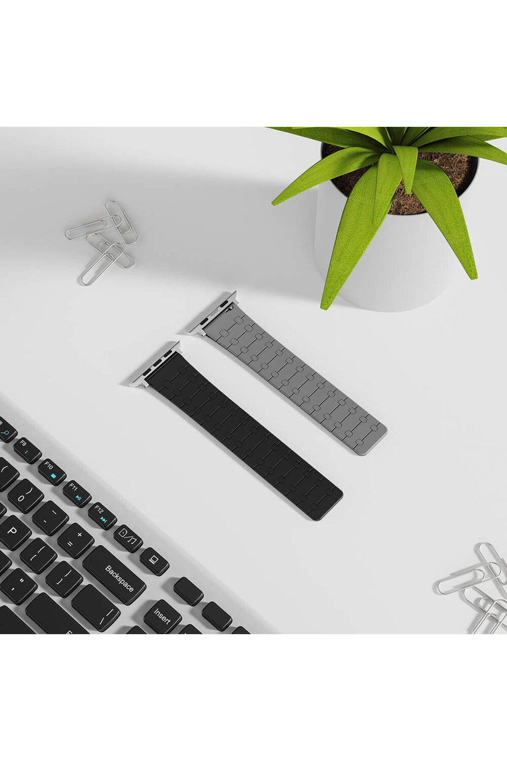 Apple Watch 44mm Zore KRD-111 Çizgili Desenli Silikon Kordon-Siyah