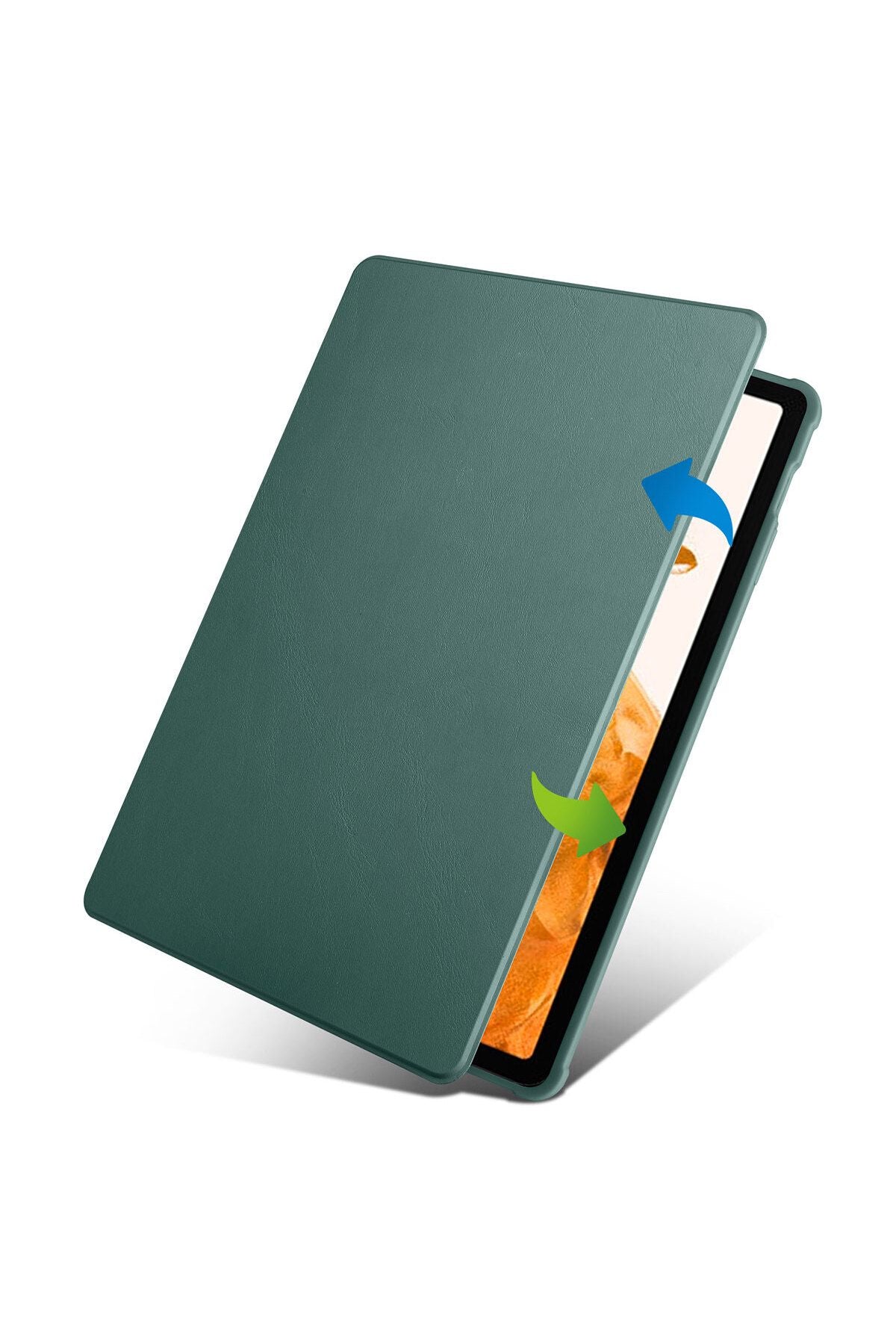 Galaxy Tab S8 Plus SM-X800 Kılıf  Uyumlu Zore Termik Kalem Bölmeli Dönebilen Standlı Kılıf-Gri