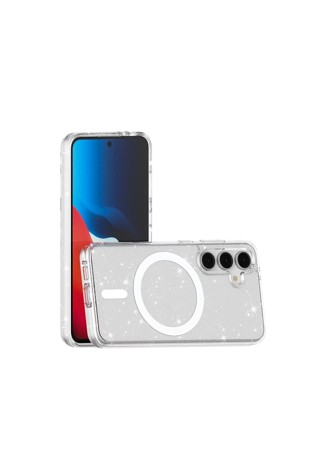 Galaxy S24 FE Kılıf Magsafe Şarj Özellikli Parlayan Simli Saydam Renkli Zore Allstar Kapak - Şeffaf