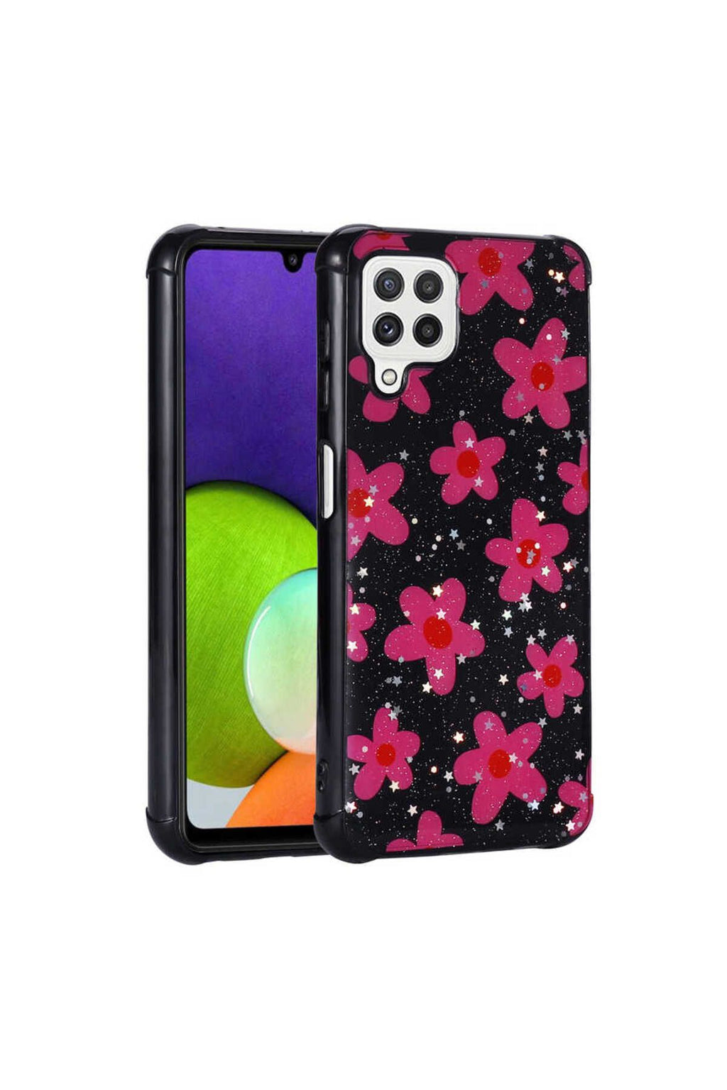 Galaxy A22 4G Kılıf Simli Desenli Kamera Korumalı Parlak Zore Popy Kapak - Dallar