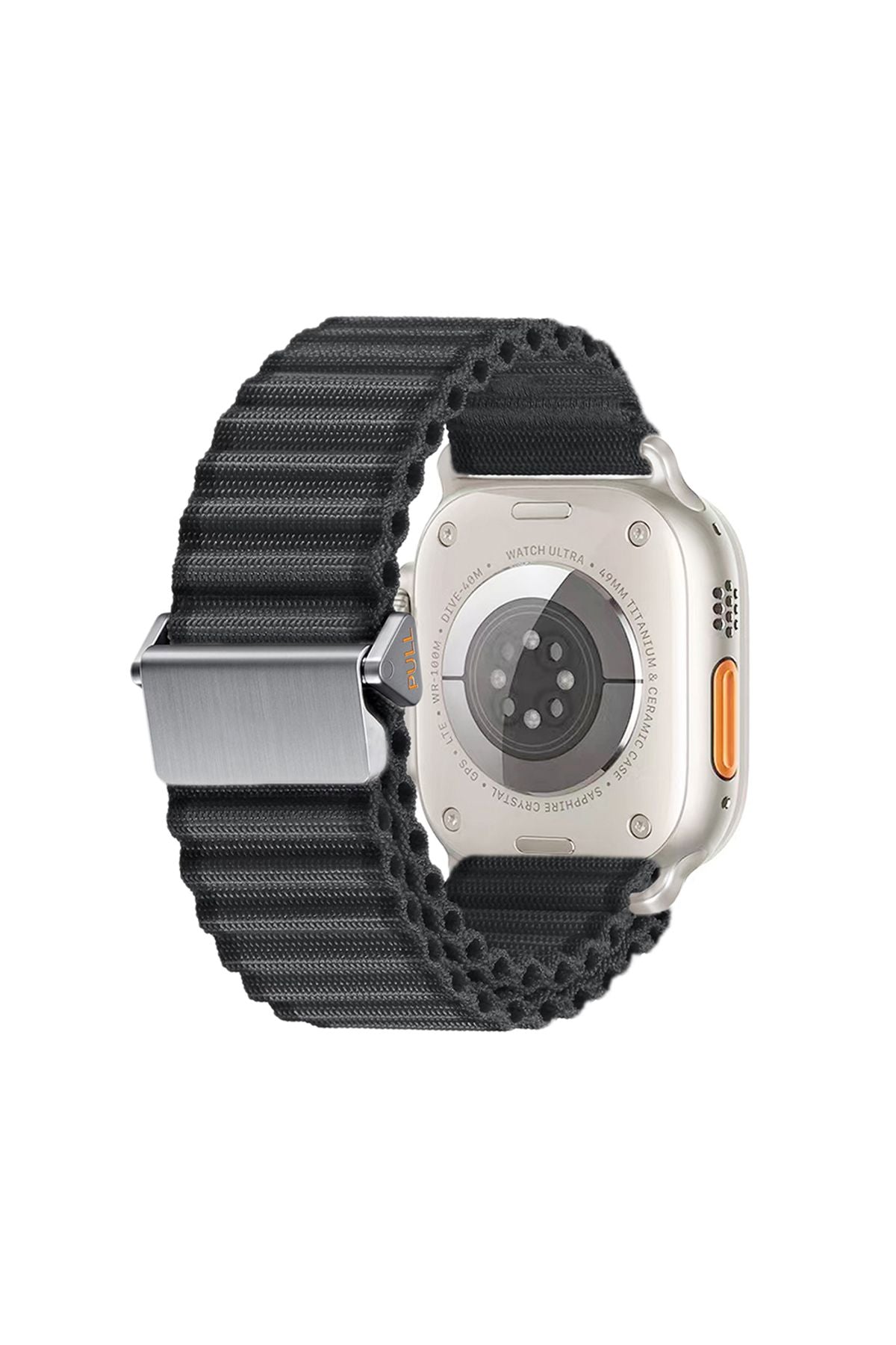 Watch Ultra 49mm Uyumlu Zore KRD-123 Naylon Kumaş Hasır Örgülü Kordon-Beyaz