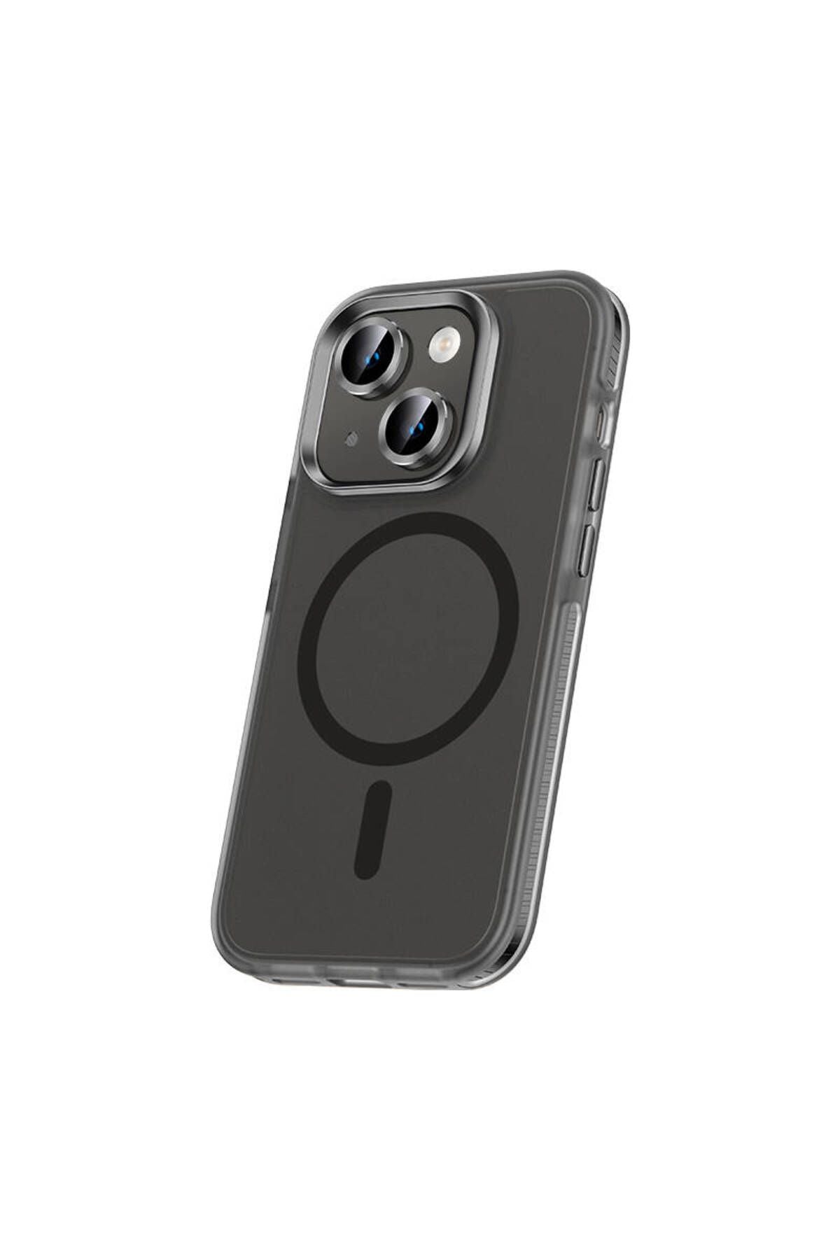 iPhone 15 Plus Kılıf Airbagli Magsafe Wireless Şarj Özellikli Lens Koruyuculu Zore Klaptika Kapak -