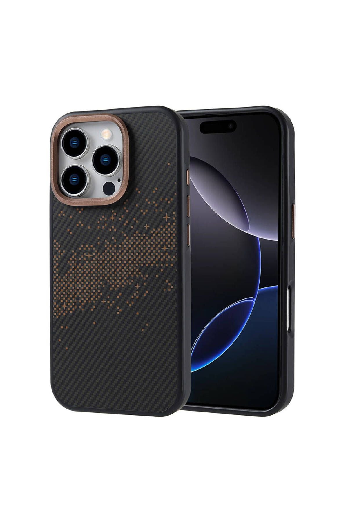 iPhone 16 Pro Uyumlu Magsafe Şarj Özellikli Karbon Fiber Tasarımlı Zore Vave Kapak
