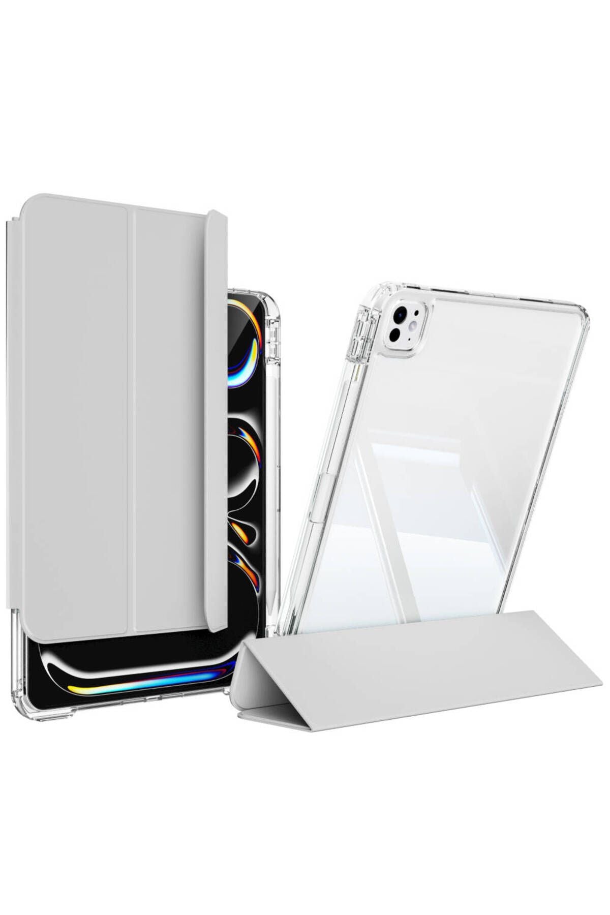 iPad Pro 13 2024 Kılıf Magnetik Ayrılabilen Airbagli Zore Sliding Tablet Kılıfı - Lacivert