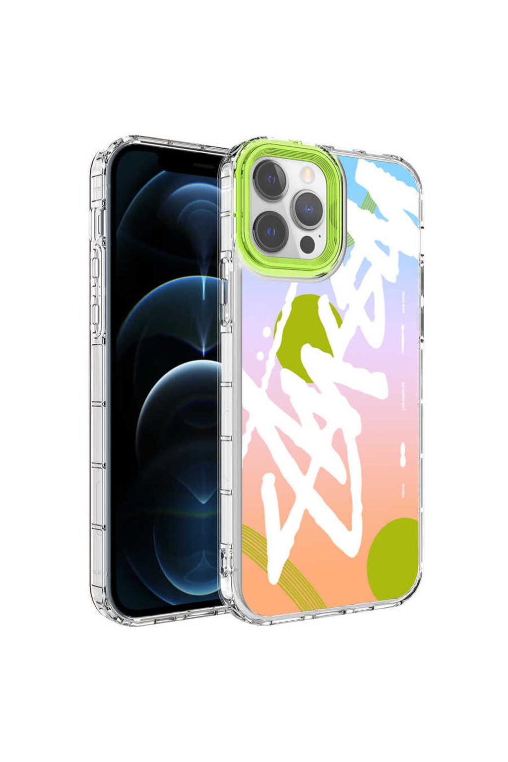 iPhone 14 Pro Uyumlu Kamera Korumalı Renkli Desenli Sert Silikon Korn Kılıf-NO12